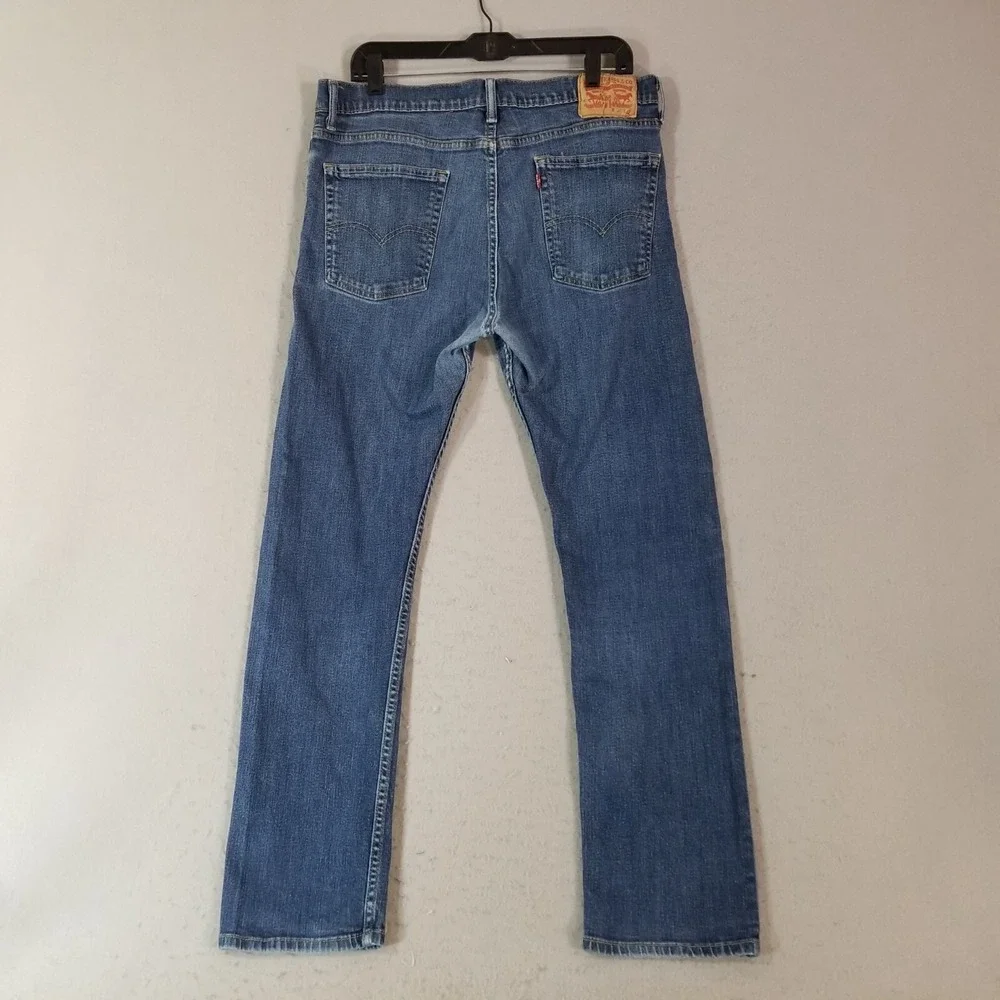 Levi's 514 jeans men's 36x32 slim straight blue Flex denim pants flawed trashed
